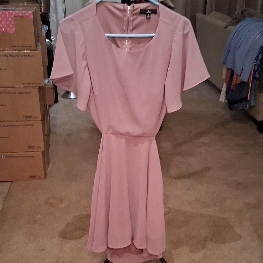 Lulu's Soft Pink Flutter Sleeve Mini Dress